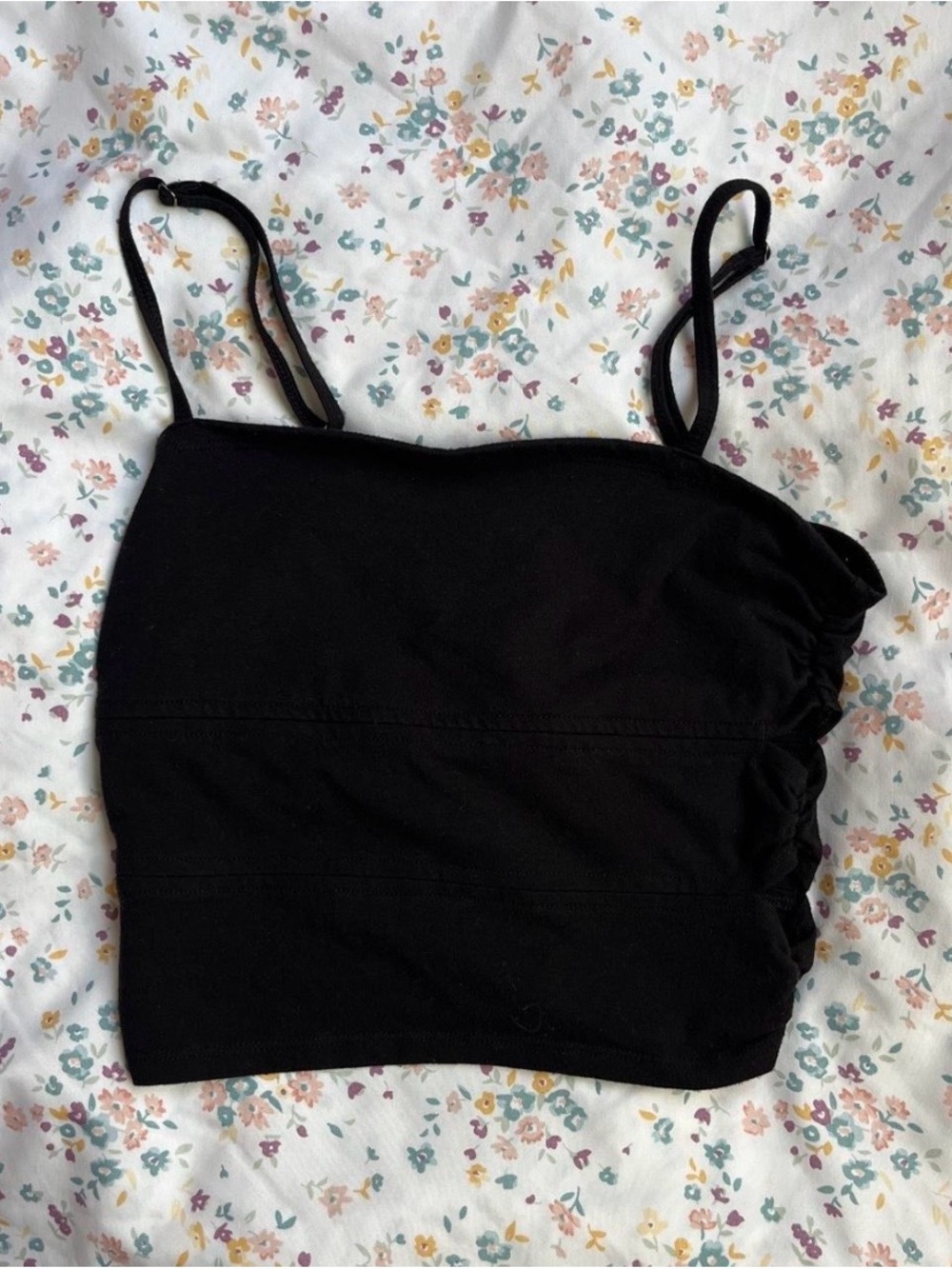 Social Tourist Square-Neck Cropped Top with Spaghetti Straps